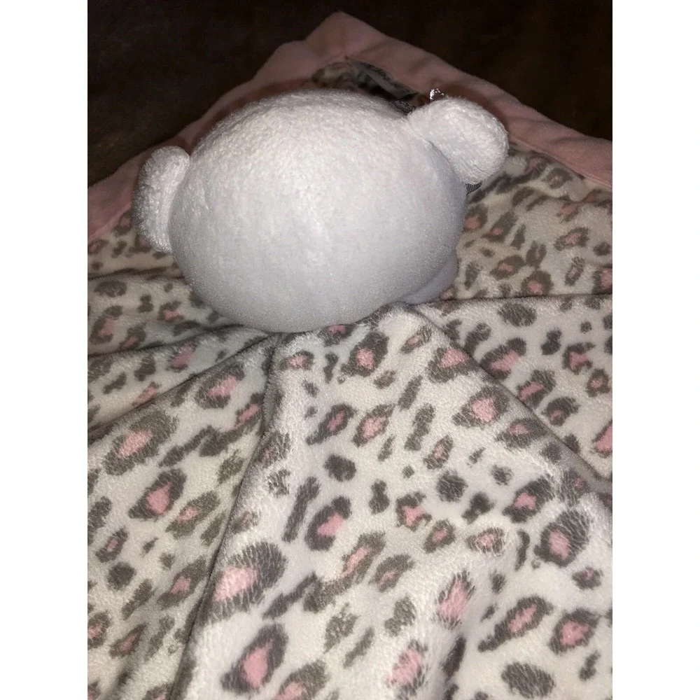 Carters Security Blanket Lovey Bear Pink White Leopard